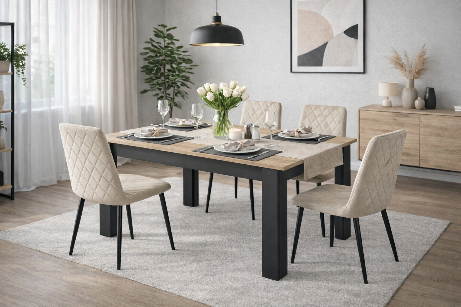 120x80 CRAFT BLACK + 4 TURIN BEIGE (BLACK)